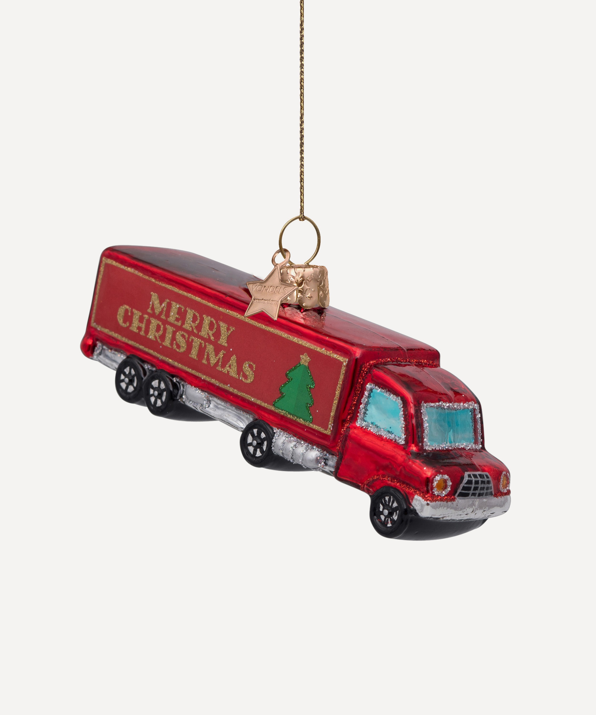 Christmas - Merry Christmas Lorry Glass Tree Ornament image number 2