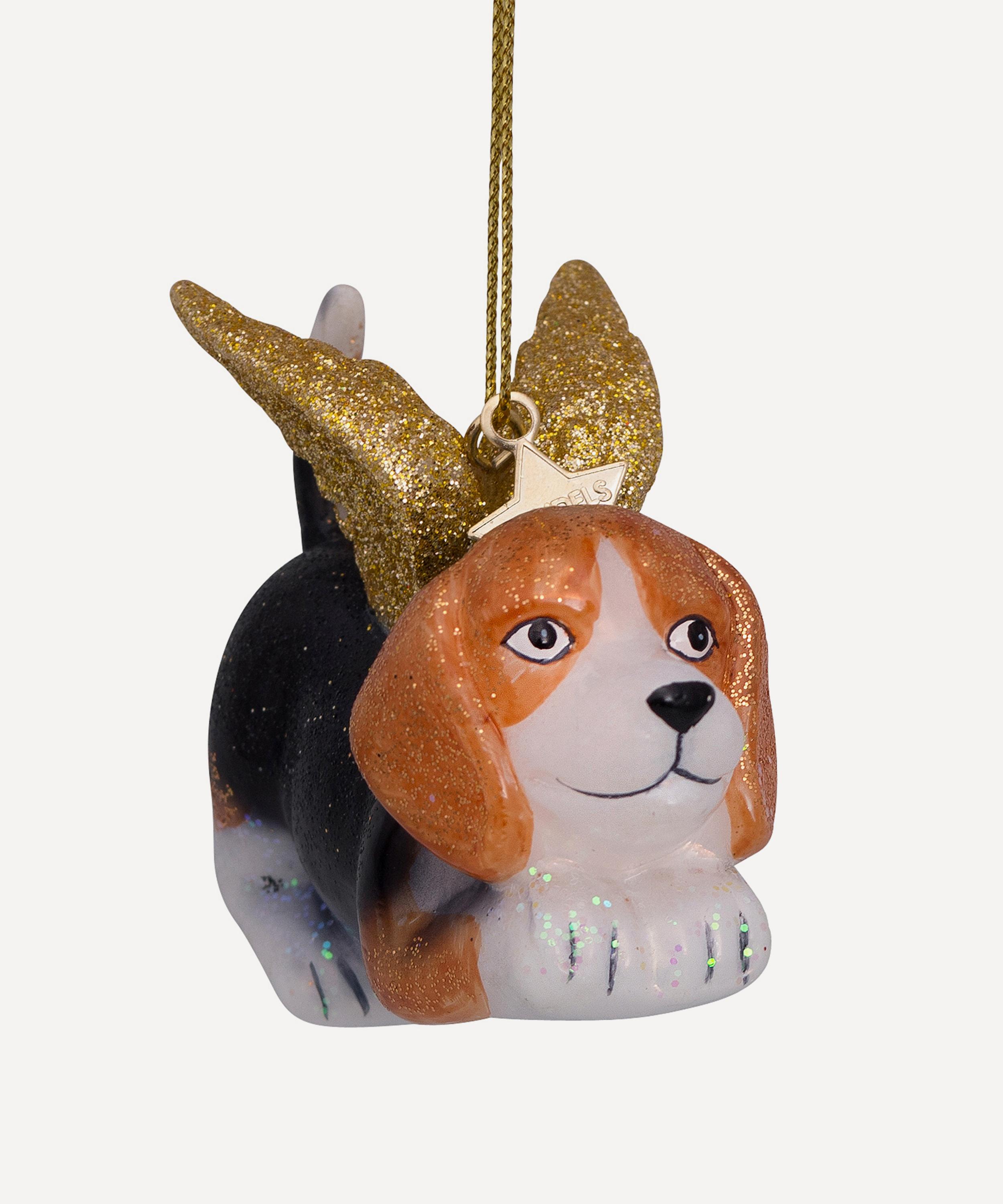 Christmas - Winged Beagle Glass Tree Ornament image number 0