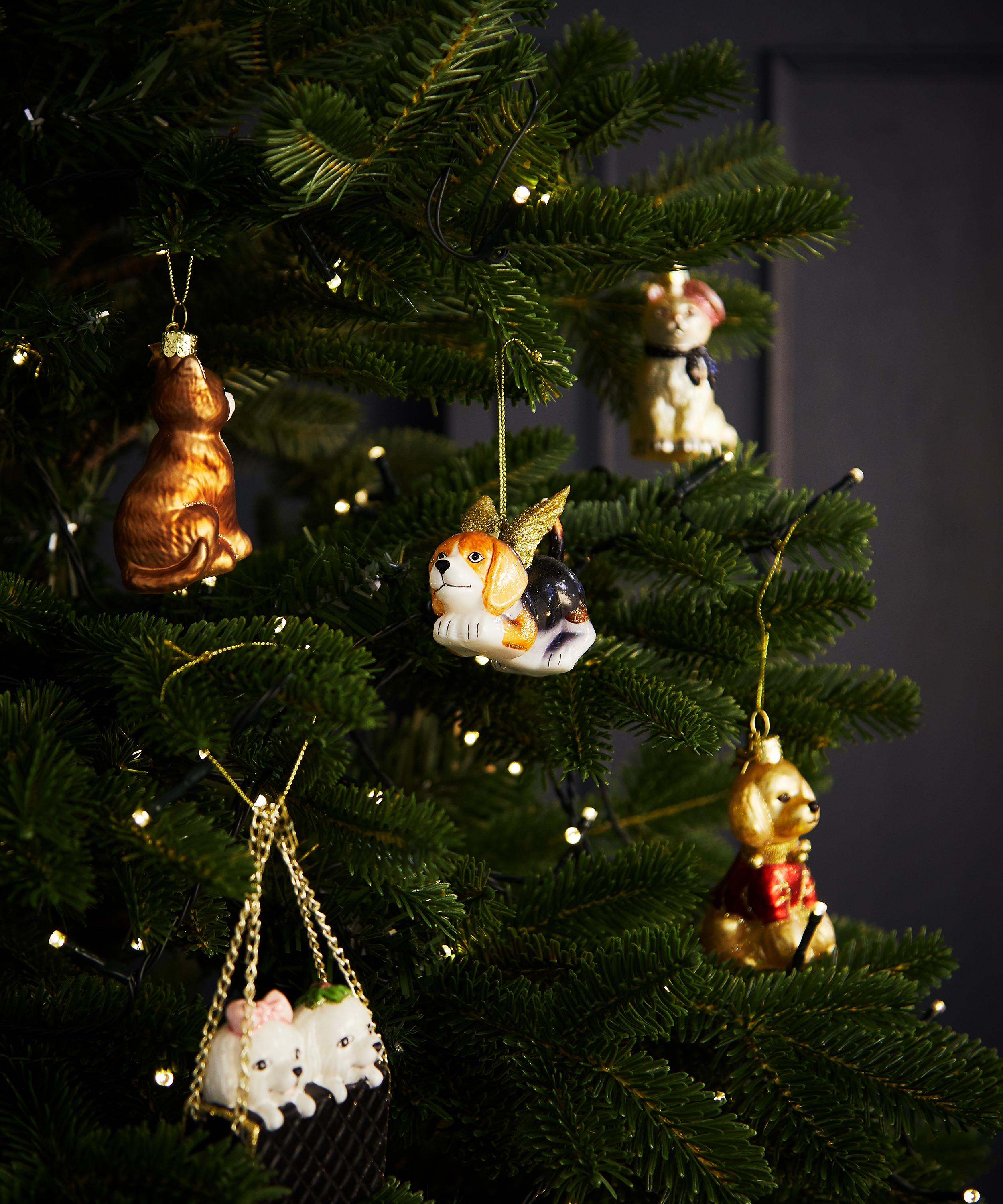 Christmas - Winged Beagle Glass Tree Ornament image number 1