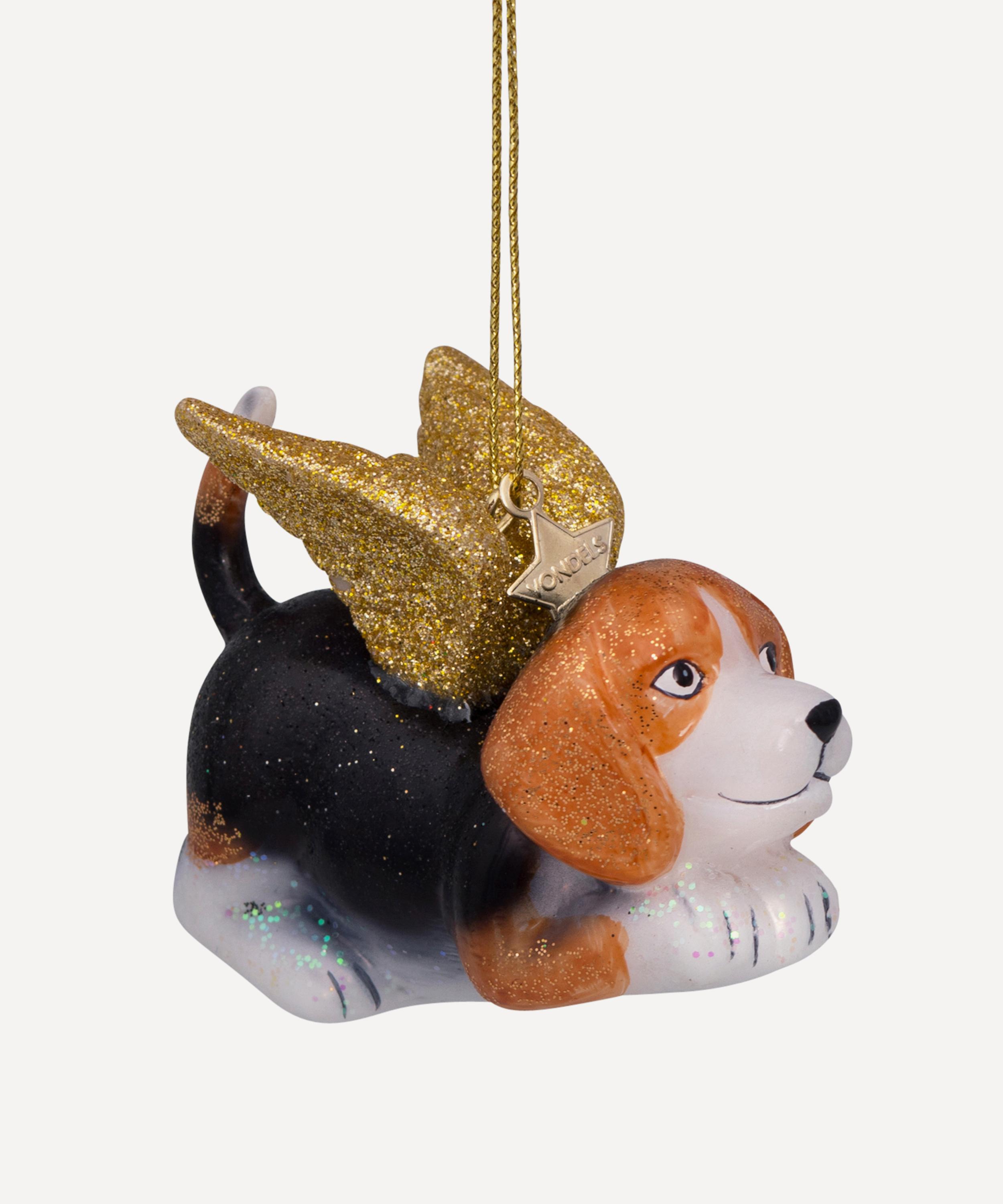 Christmas - Winged Beagle Glass Tree Ornament image number 2