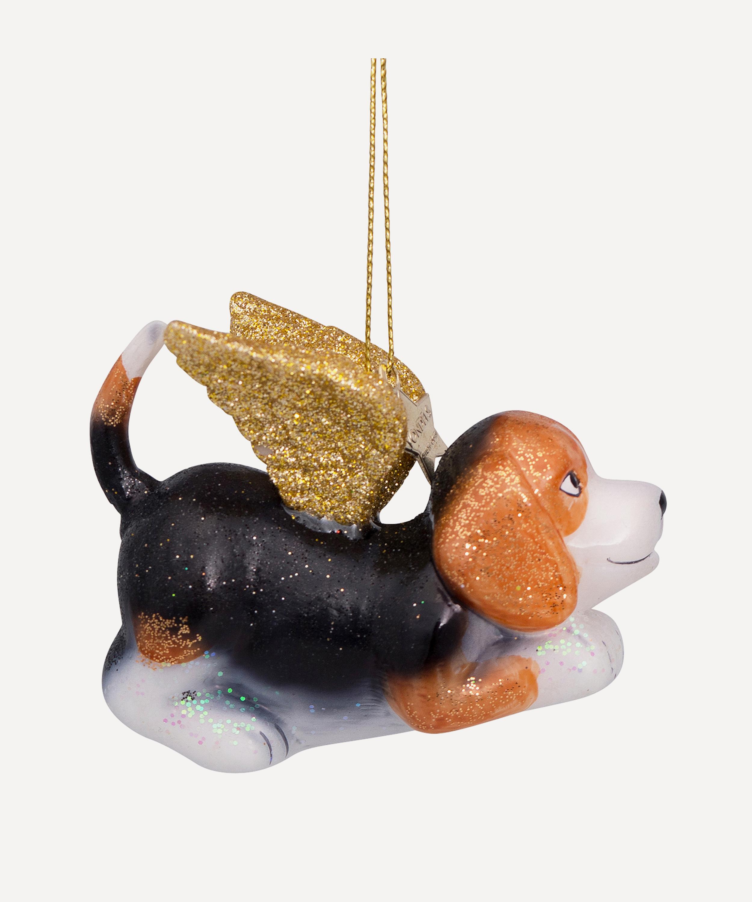Christmas - Winged Beagle Glass Tree Ornament image number 3