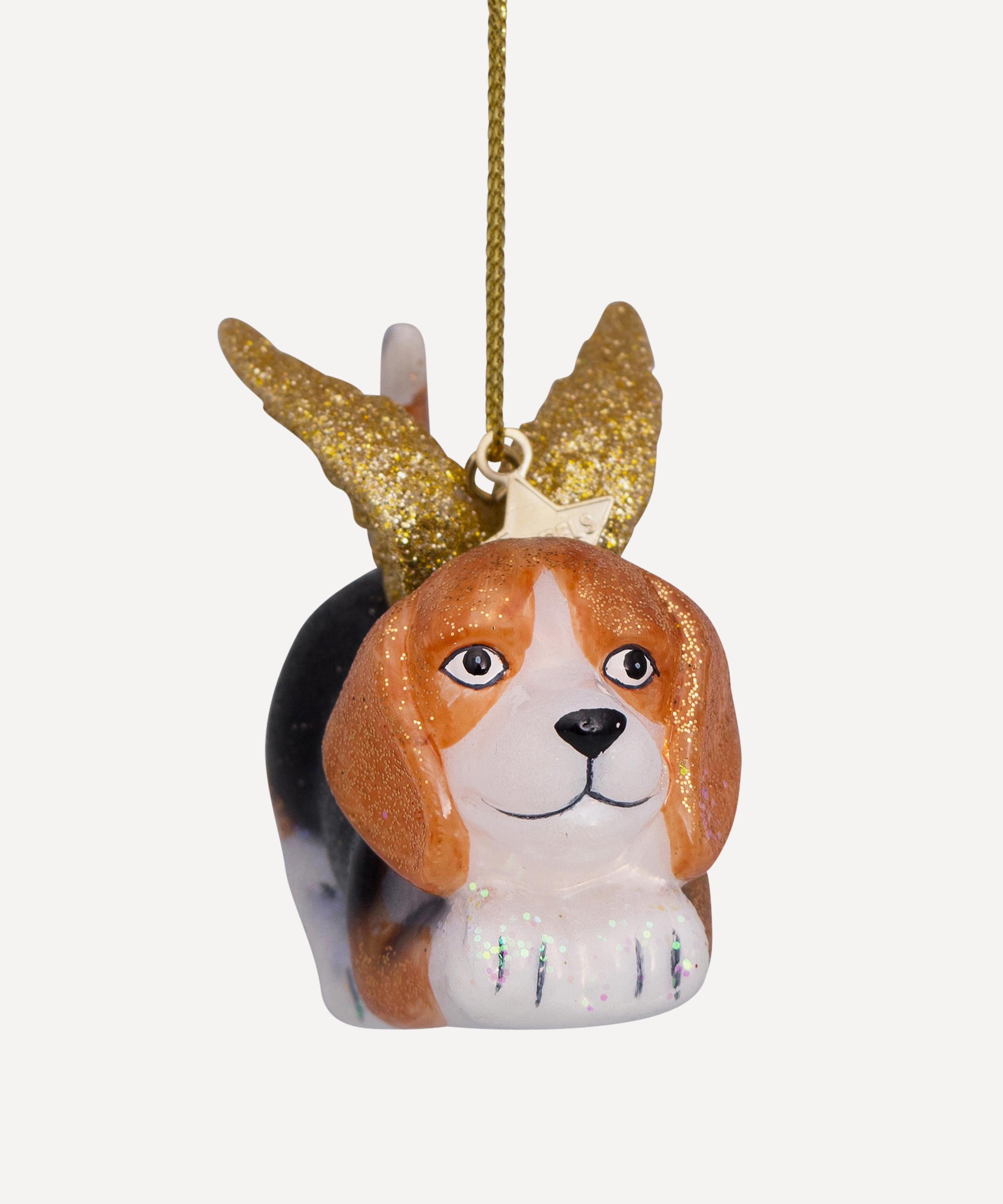 Christmas - Winged Beagle Glass Tree Ornament image number 4