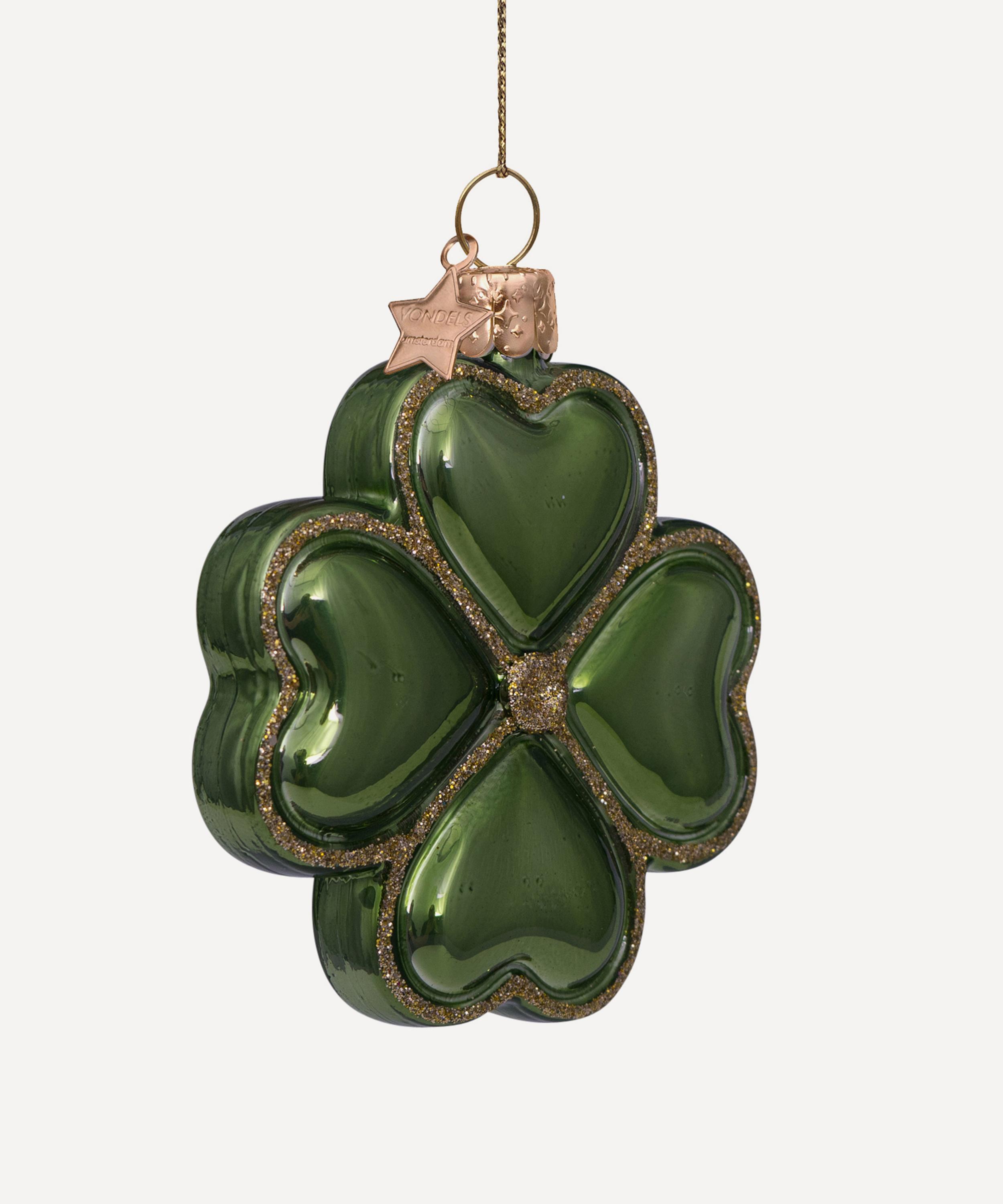 Christmas - Four-Leaf Clover Glass Tree Ornament image number 2