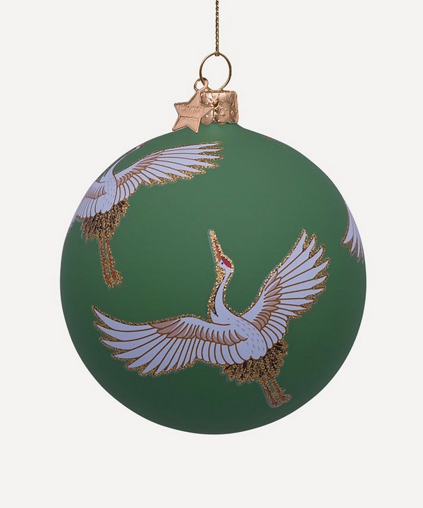 Christmas - Glass Crane Birds Bauble image number null