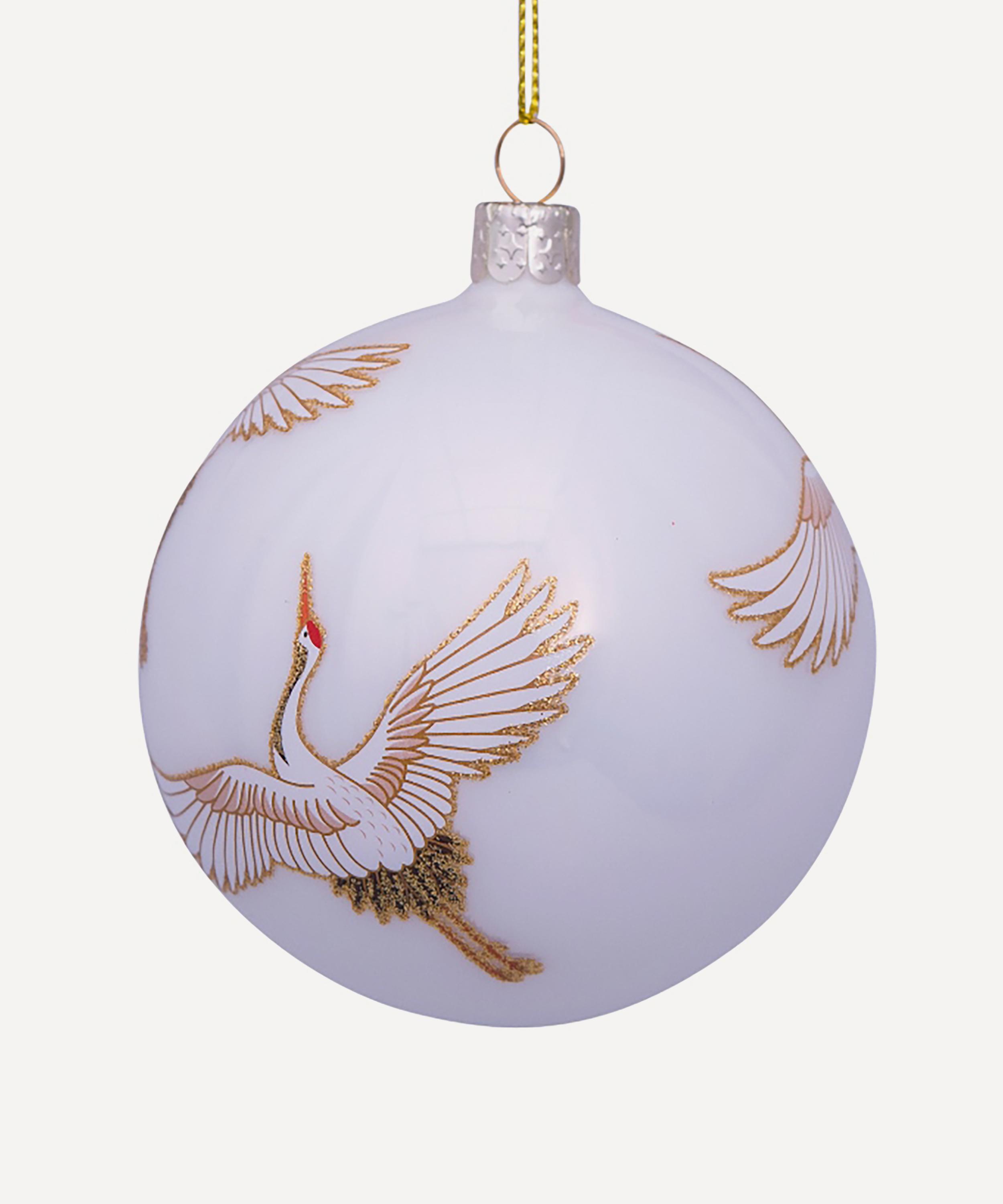 Christmas - Glass Crane Birds Bauble image number 2