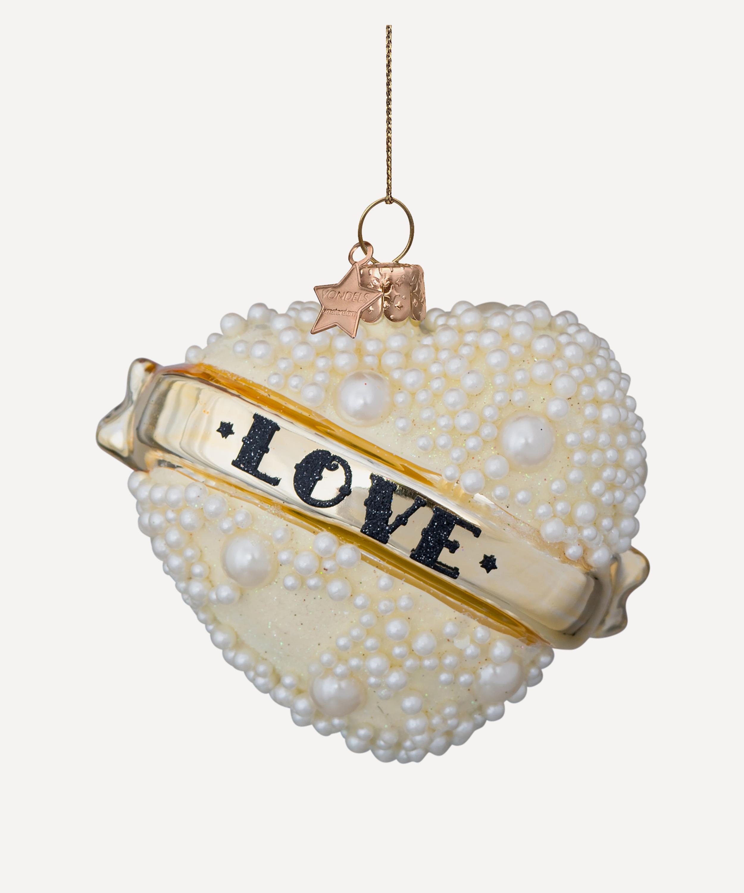 Christmas - Glass Pearl Heart Ornament image number 0