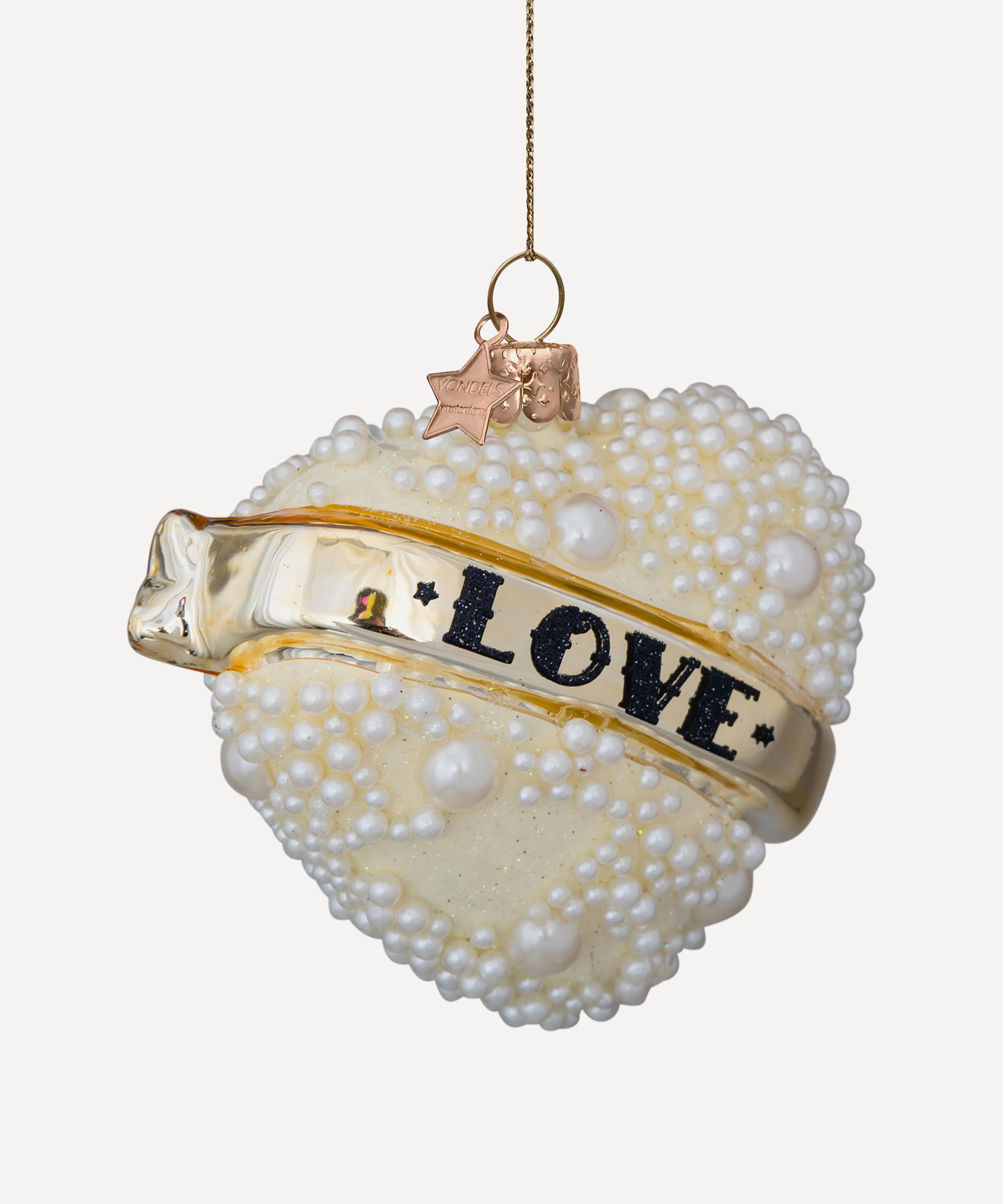 Christmas - Glass Pearl Heart Ornament image number 2