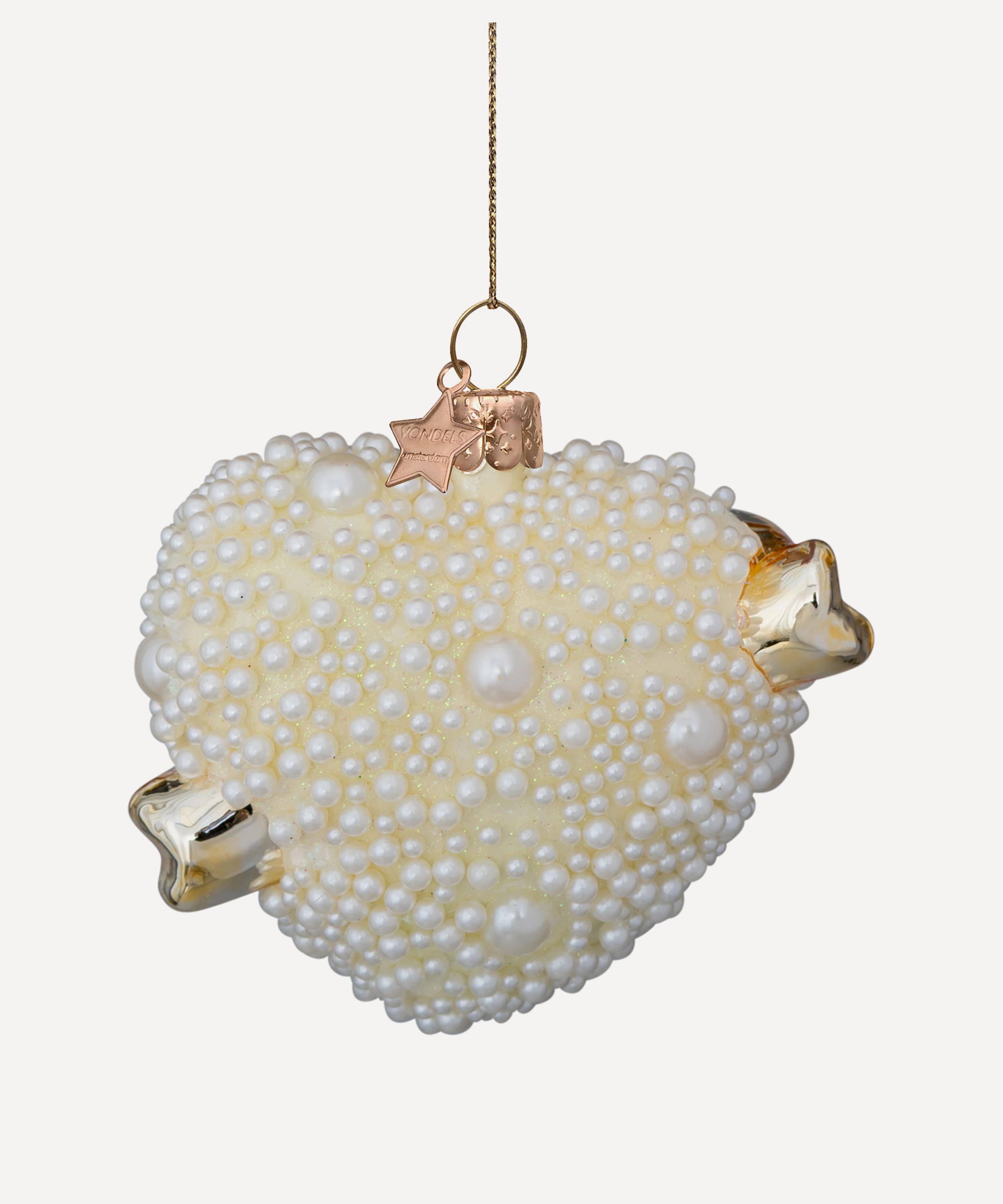 Christmas - Glass Pearl Heart Ornament image number 4