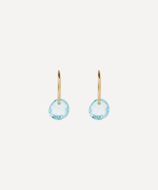 By Pariah - 14ct Gold Rose Cut Blue Topaz Hoop Earrings
