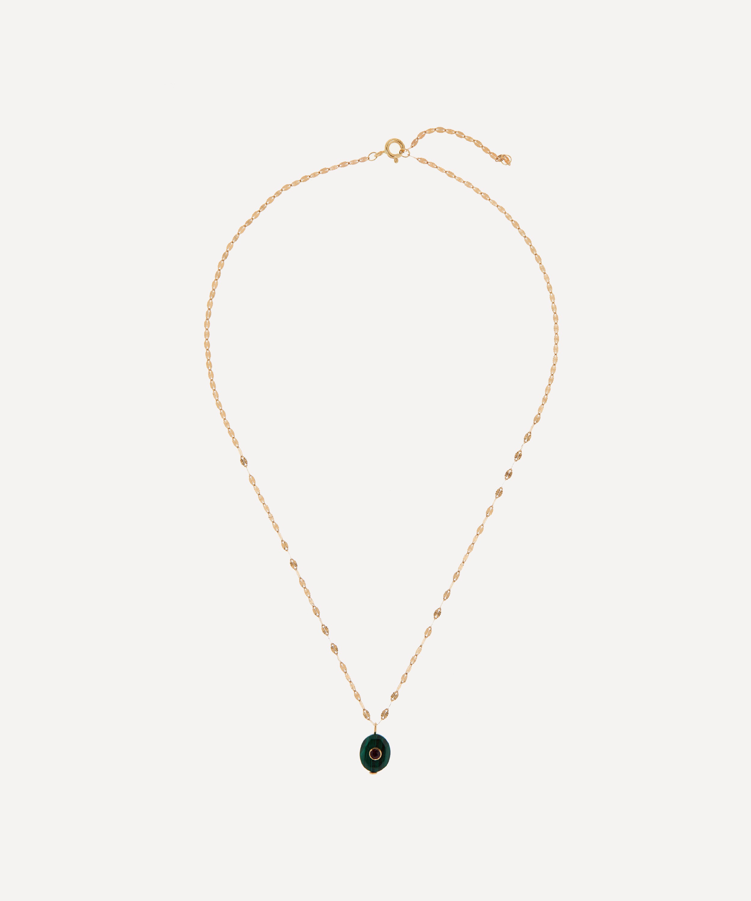 Pascale Monvoisin - 14ct Gold Holi Malachite And Ruby Pendant Necklace image number 2