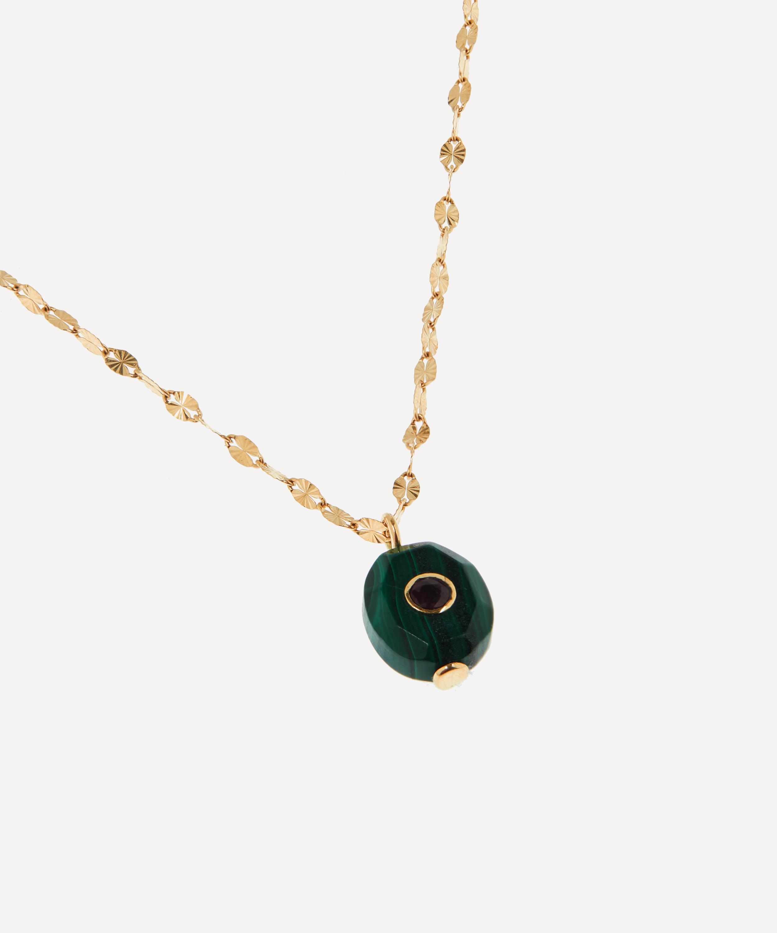 Pascale Monvoisin - 14ct Gold Holi Malachite And Ruby Pendant Necklace image number 3