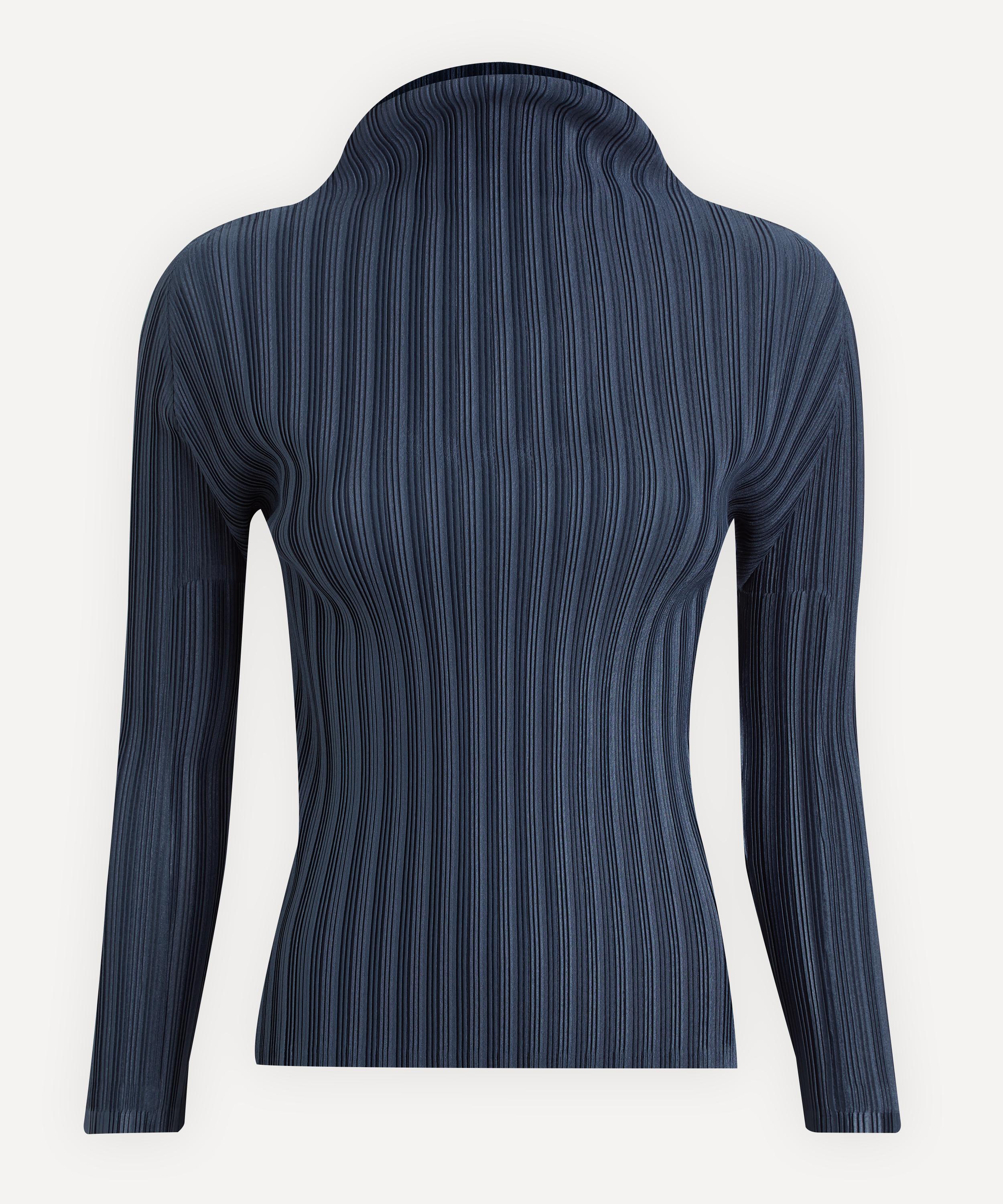 Grey High-neck technical-pleated top, Pleats Please Issey Miyake