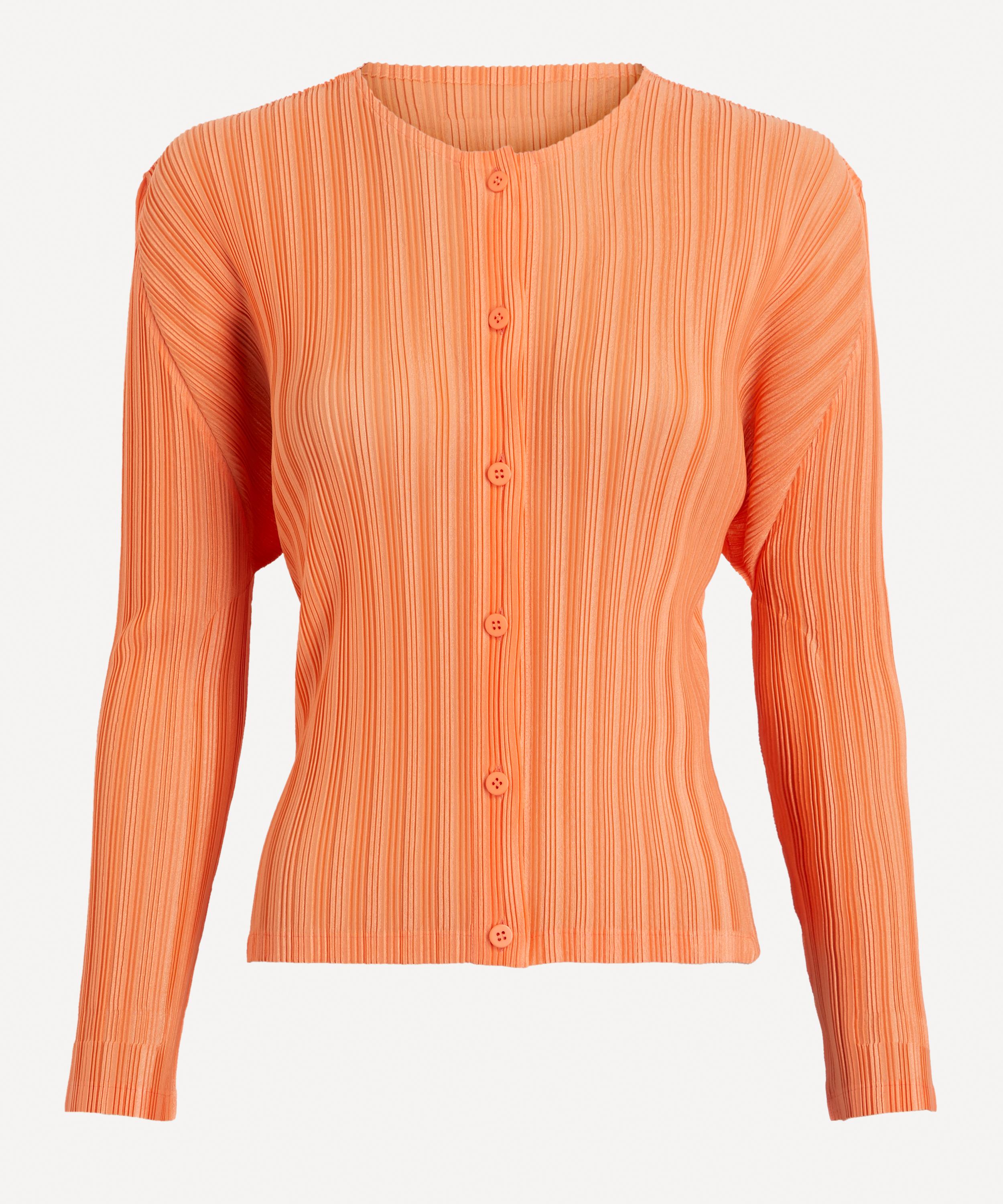 PLEATS PLEASE ISSEY  Buttonless Border Pattern cardigan tops PP93-J0677 Black x gray 3