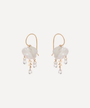 Rachel Quinn - 14ct Gold Petite Storm Cloud Pearl and White Topaz Drop Earrings image number 0