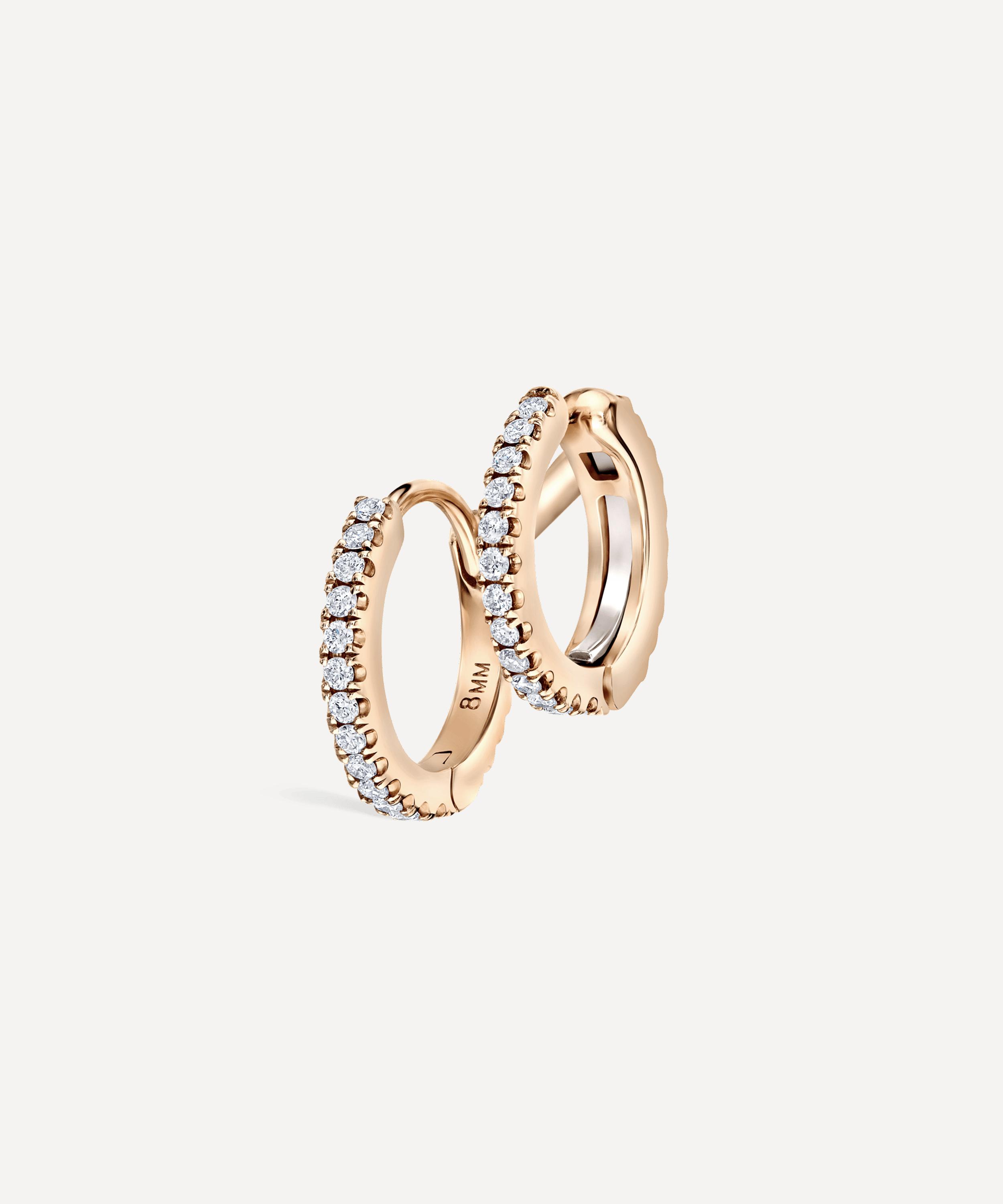 Maria Tash - 14ct 8mm Diamond Double Linked Eternity Hoop Earring Left image number 0