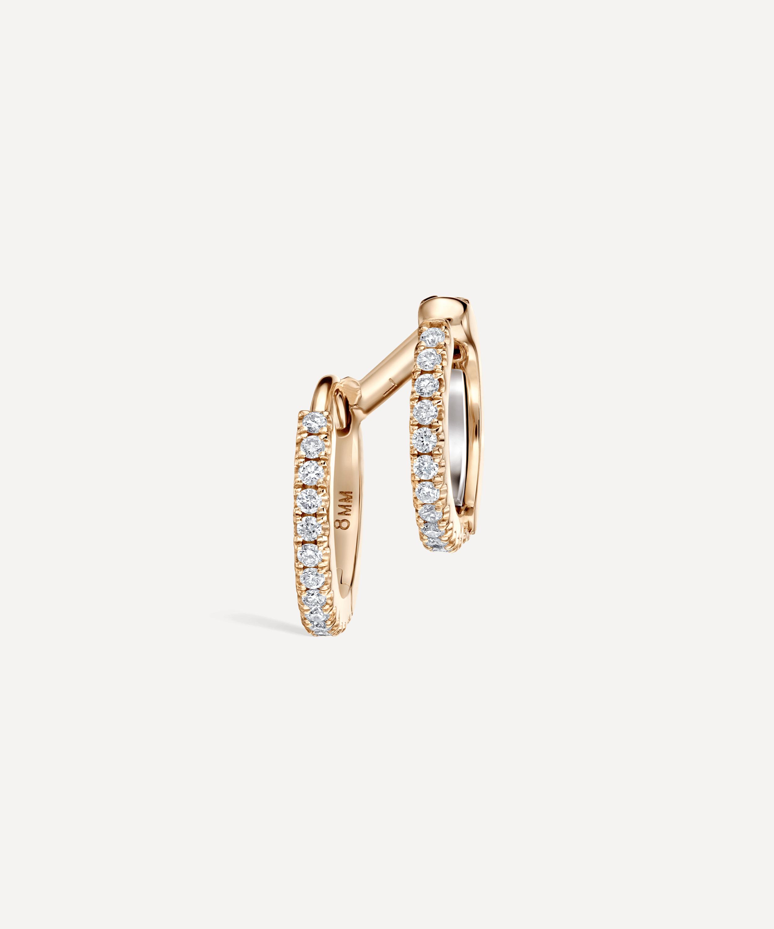 Maria Tash - 14ct 8mm Diamond Double Linked Eternity Hoop Earring Left image number 2