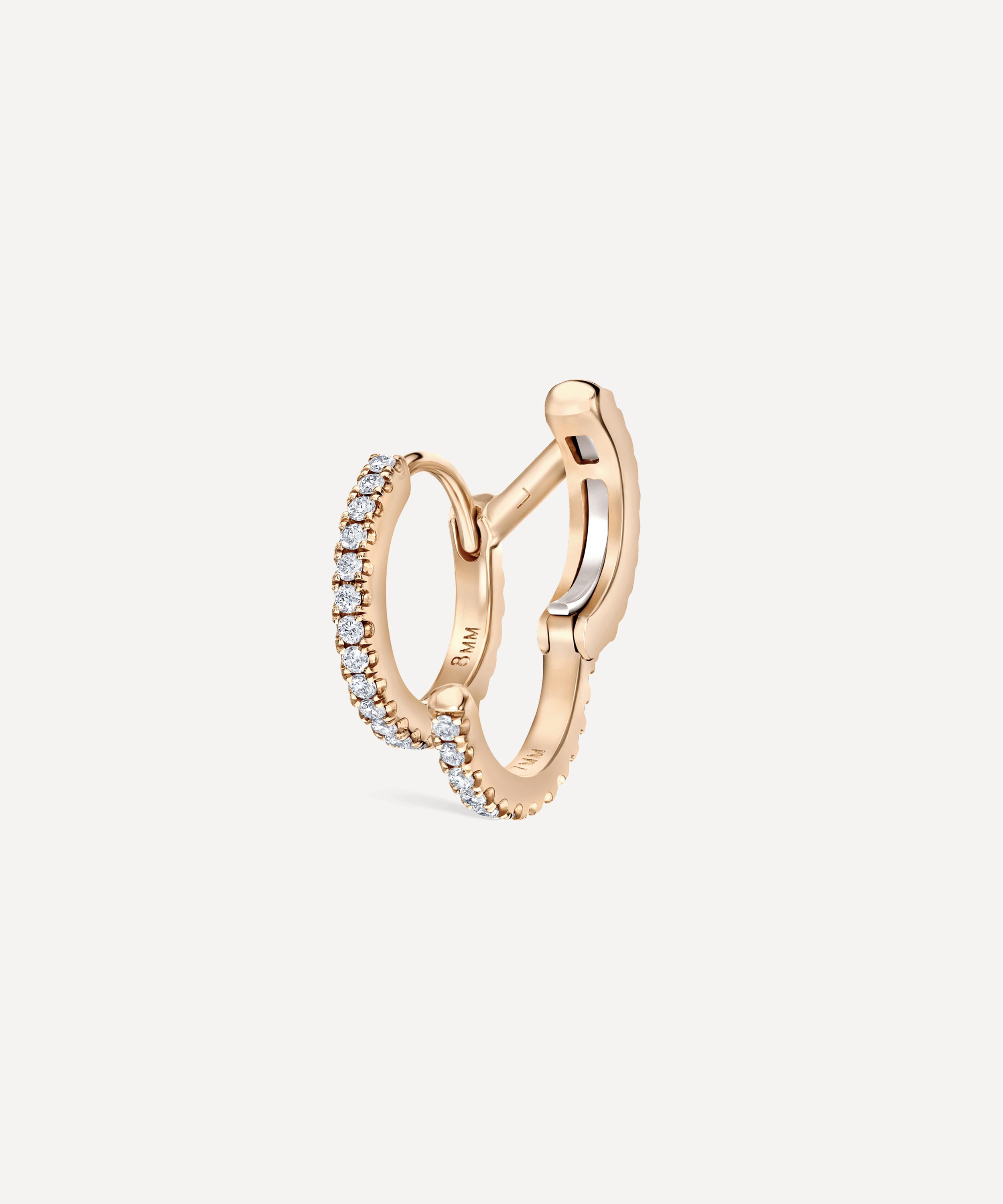 Maria Tash - 14ct 8mm Diamond Double Linked Eternity Hoop Earring Left image number 3