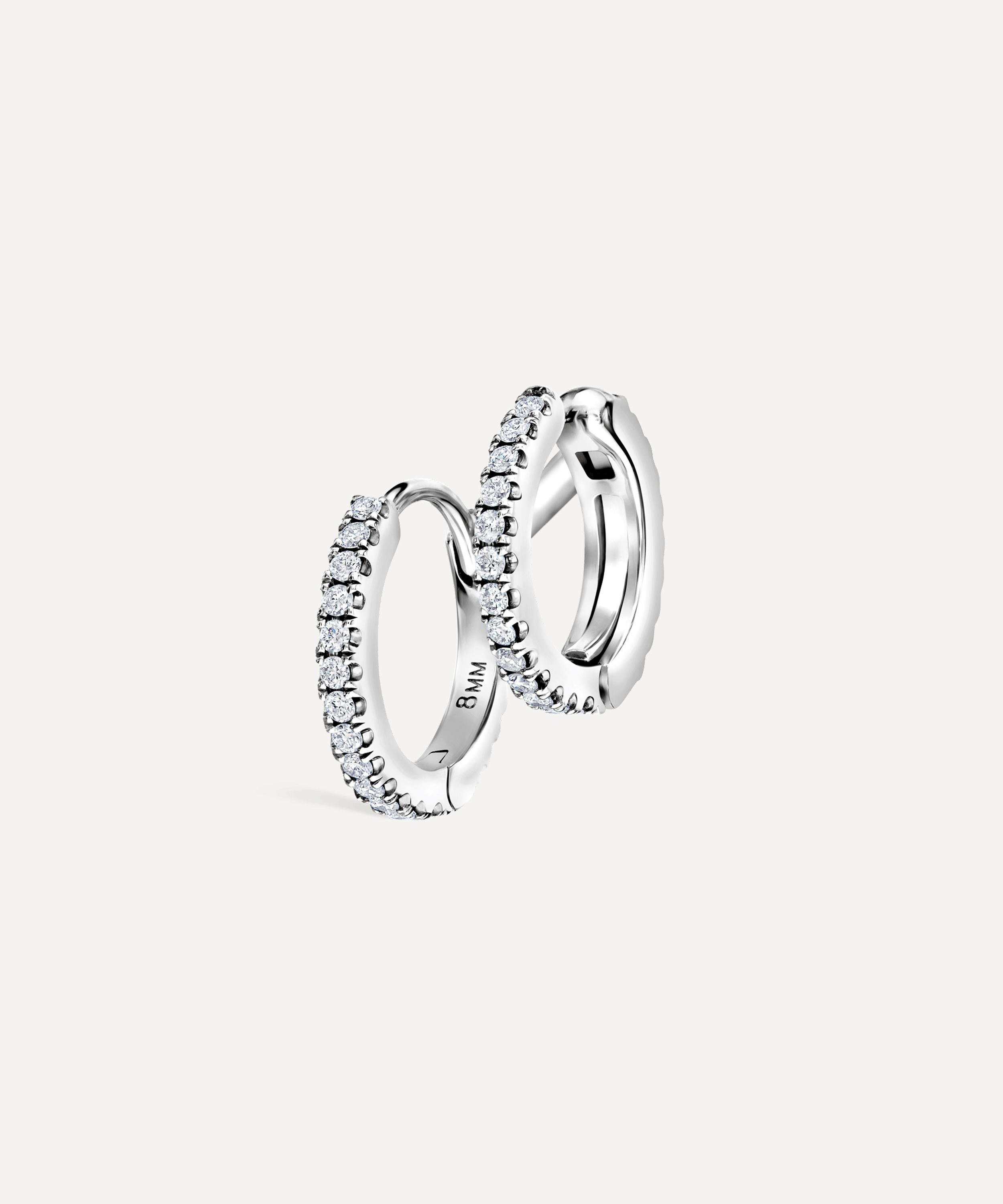 Maria Tash - 14ct 8mm Diamond Double Linked Eternity Hoop Earring Left image number 0