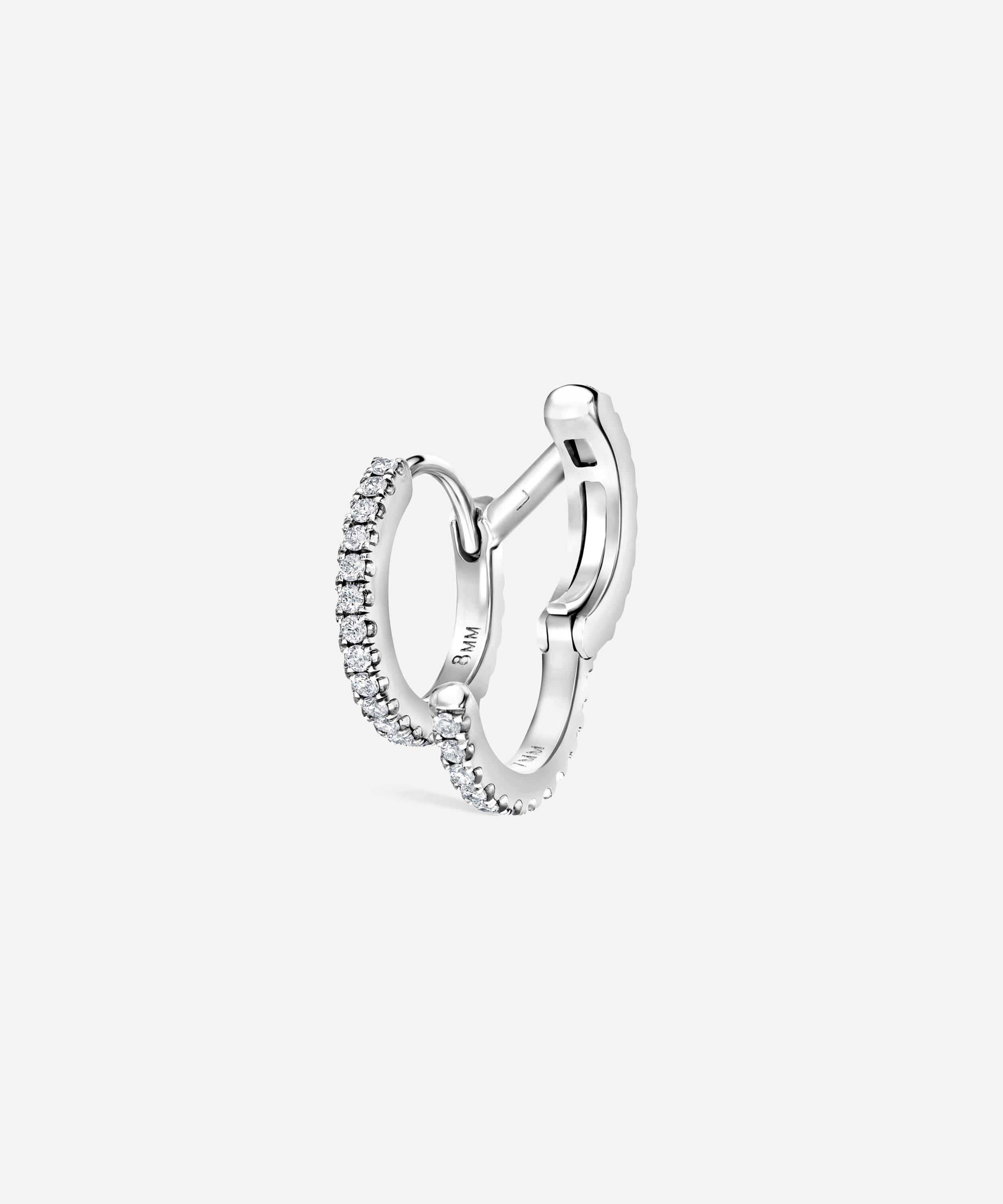 Maria Tash - 14ct 8mm Diamond Double Linked Eternity Hoop Earring Left image number 3