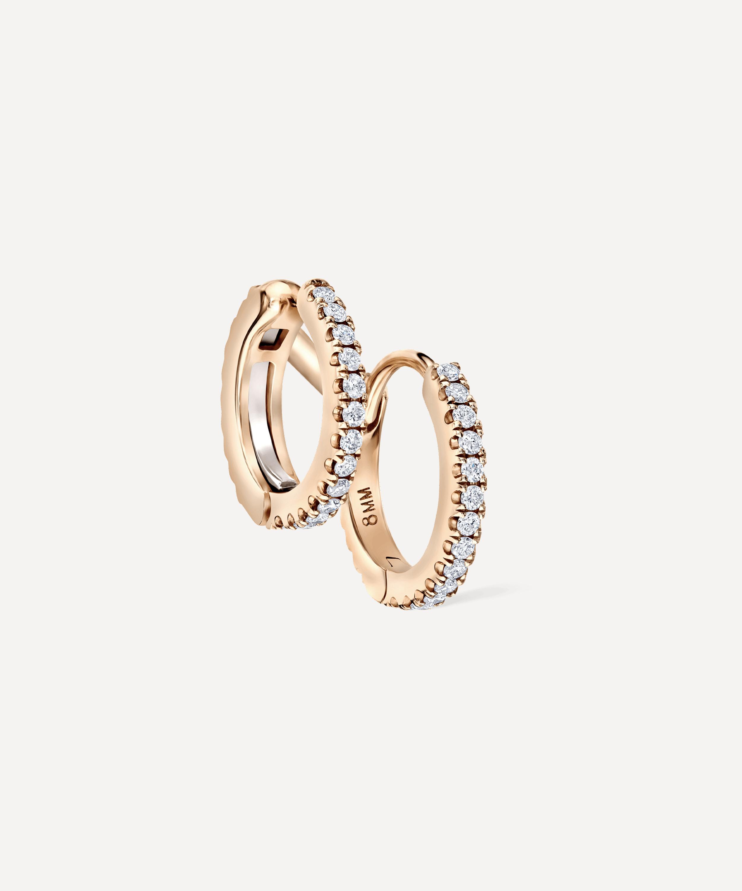 Maria Tash - 14ct 8mm Diamond Double Linked Eternity Hoop Earring Right image number 0