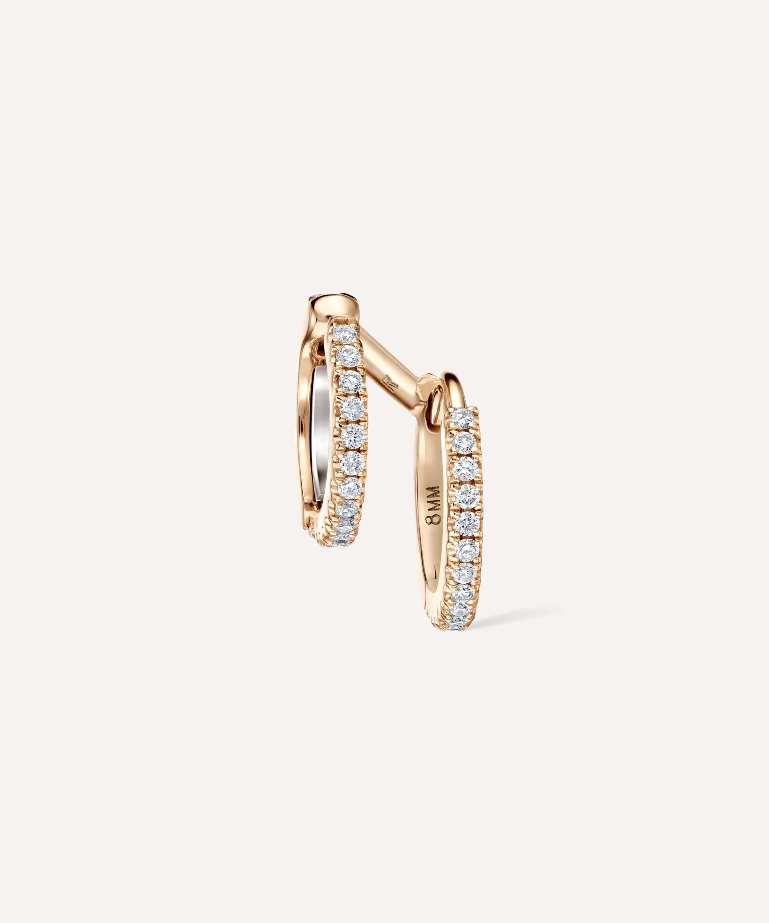 Maria Tash - 14ct 8mm Diamond Double Linked Eternity Hoop Earring Right image number 2