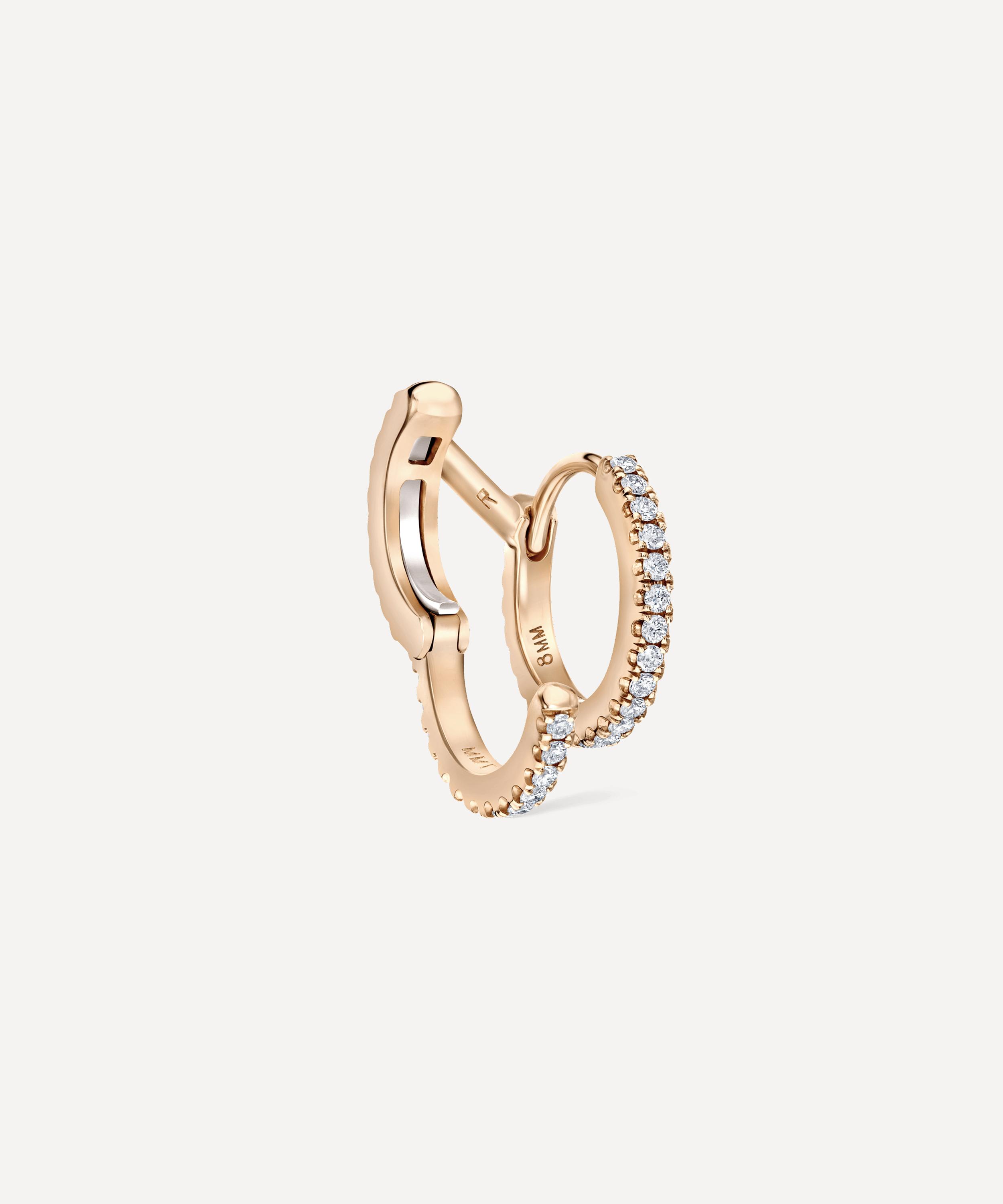 Maria Tash - 14ct 8mm Diamond Double Linked Eternity Hoop Earring Right image number 3