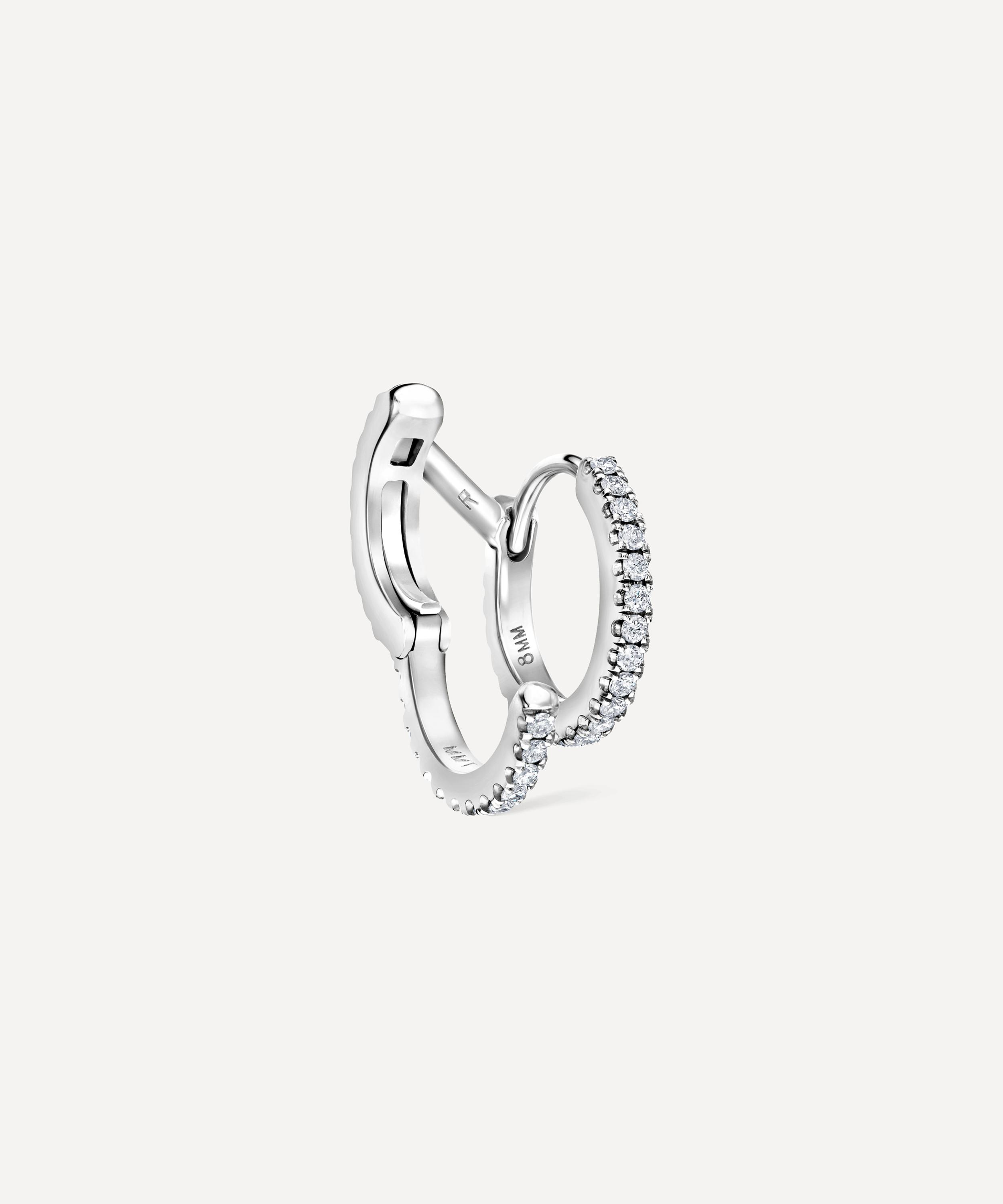 Maria Tash - 14ct 8mm Diamond Double Linked Eternity Hoop Earring Right image number 3