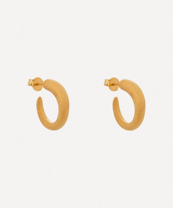 KHIRY - Gold Plated Vermeil Silver Tiny Khartoum Nude Matte Hoop Earrings image number 0
