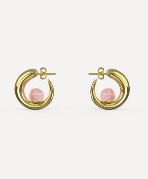 18ct Gold Plated Vermeil Silver Tiny Isha Rose Quartz Hoop Earrings