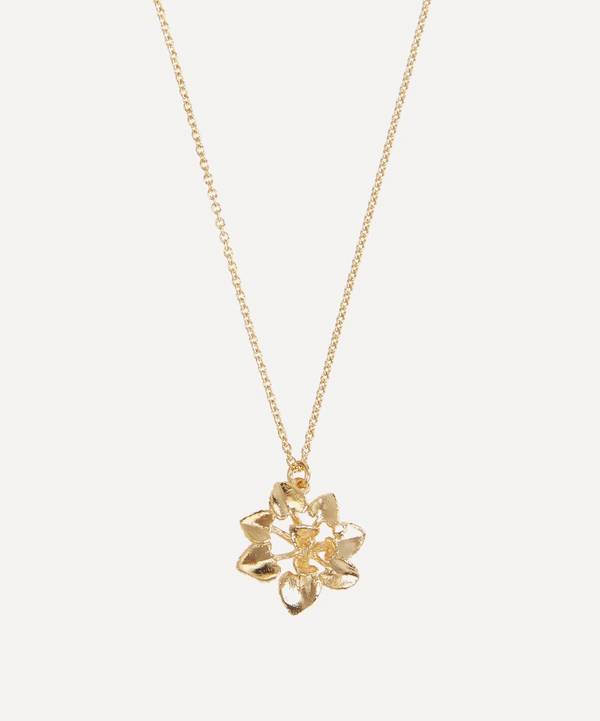 Alex Monroe - Gold-Plated Heart-Shaped Leaf Rosette Necklace image number 0