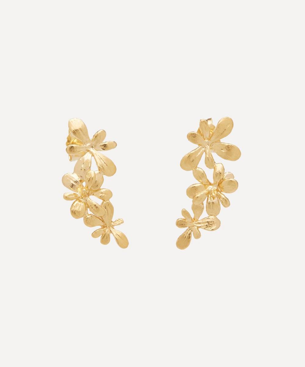 Alex Monroe - Gold-Plated Sprouting Rosette Stud Drop Earrings