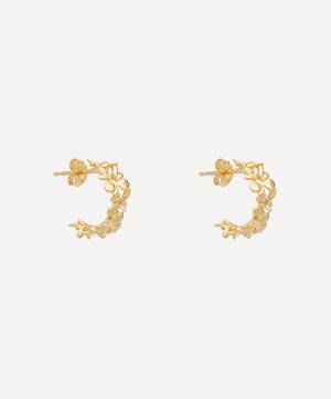 Gold-Plated Sprouting Rosette Huggie Hoop Earrings