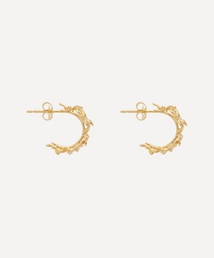 Alex Monroe - Gold-Plated Sprouting Rosette Huggie Hoop Earrings image number 2
