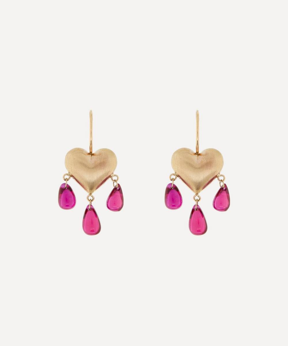 Rachel Quinn - 14ct Gold Bleeding Heart Ruby Drop Earrings