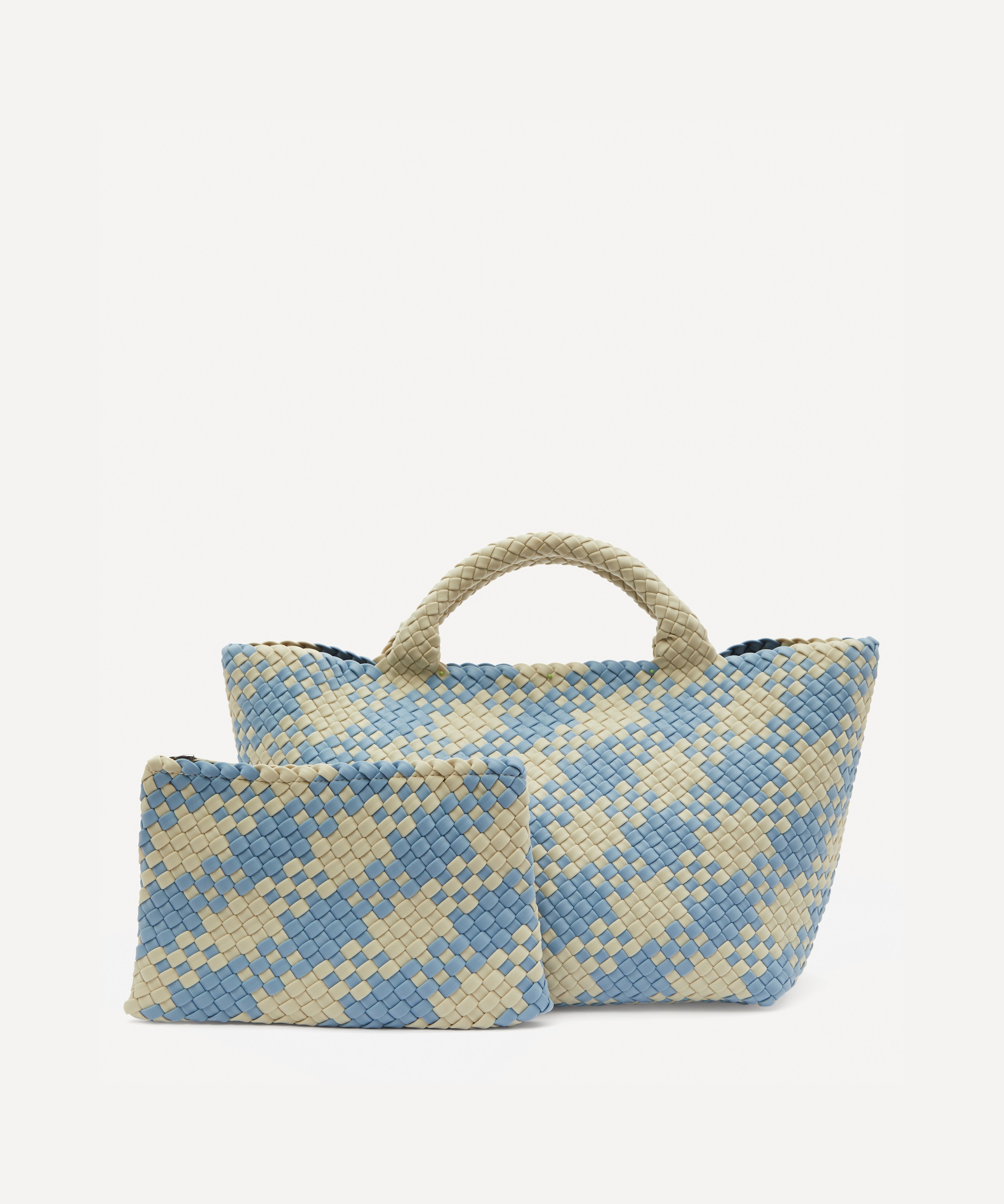 Naghedi St. Barths Medium Plaid Woven Tote Bag