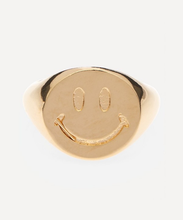 Martha Calvo - Gold-Plated Be Happy Signet Ring image number null