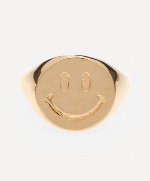 Martha Calvo - Gold-Plated Be Happy Signet Ring image number 0