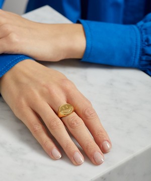 Martha Calvo - Gold-Plated Be Happy Signet Ring image number 1