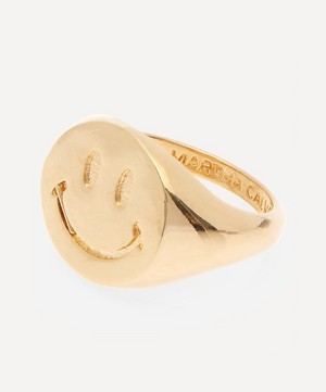 Martha Calvo - Gold-Plated Be Happy Signet Ring image number 2