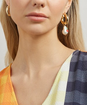 Martha Calvo - Jackpot Cherry Painted Pearl Hoop Earrings image number 1