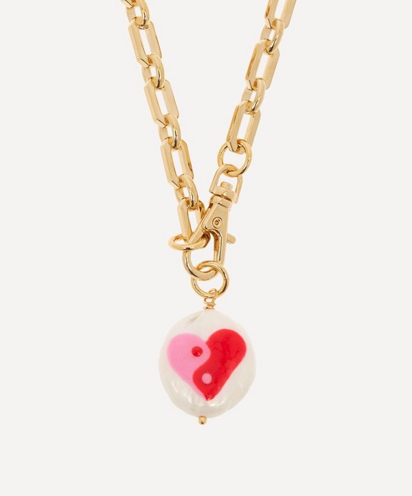 Martha Calvo - 14ct Gold-Plated Ying Yang Heart Pearl Necklace image number null