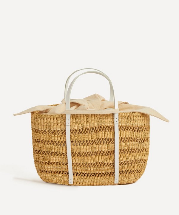 Muuñ - Large Andrea Straw and Cotton Basket Bag image number null