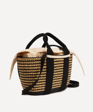 Muuñ - Mini Abby Woven Straw and Cotton Basket Tote Bag image number 2