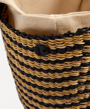 Muuñ - Mini Abby Woven Straw and Cotton Basket Tote Bag image number 4