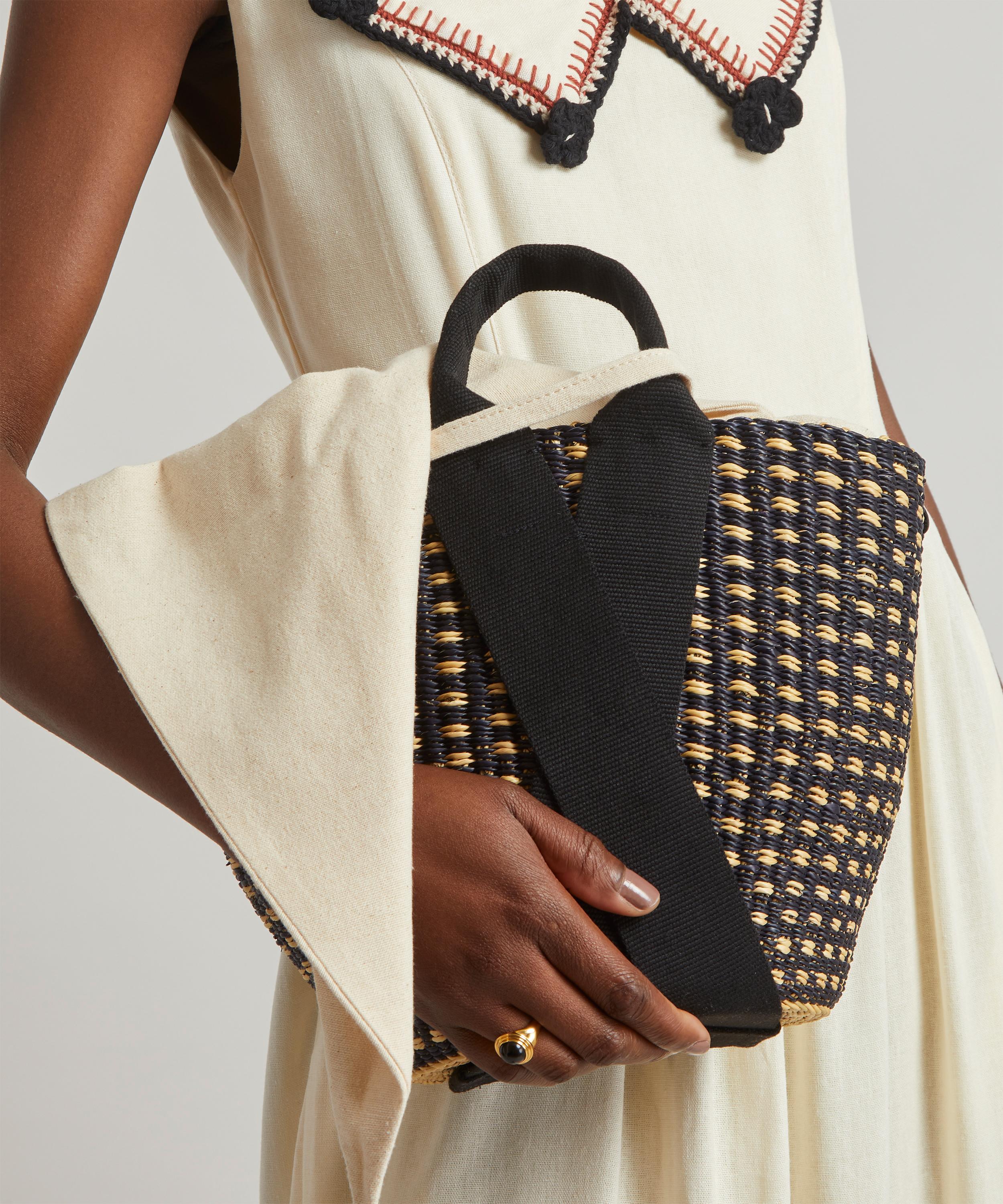 Muuñ - Anna Dot Woven Straw and Cotton Basket Tote Bag image number 1