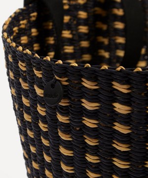 Muuñ - Anna Dot Woven Straw and Cotton Basket Tote Bag image number 4