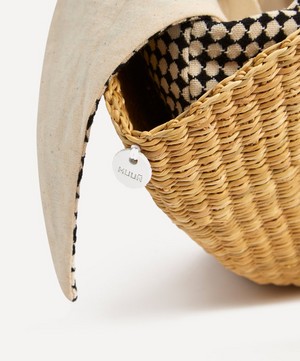 Muuñ - Mini Sophie Woven Straw and Cotton Basket Tote Bag image number 4