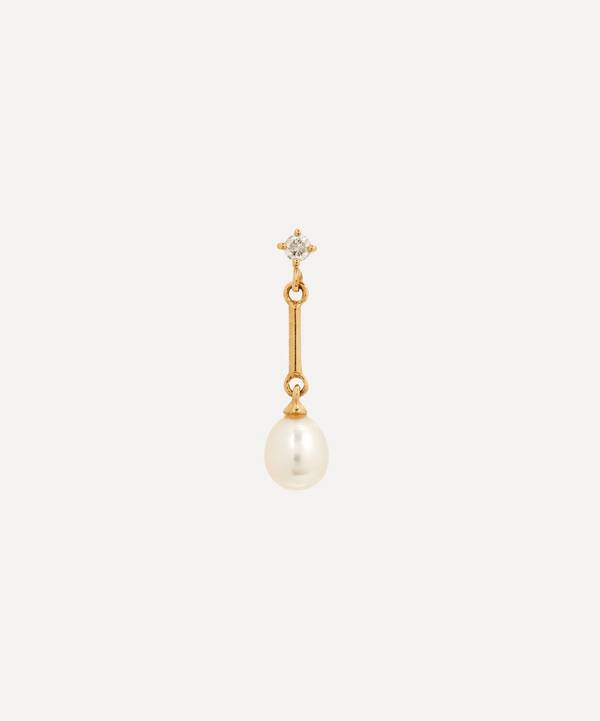 Anissa Kermiche - 14ct Gold Mini Princesse Pearl and Diamond Single Drop Earring