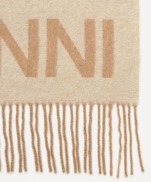 Ganni - Fringe Logo Recycled Wool-Blend Scarf image number 3