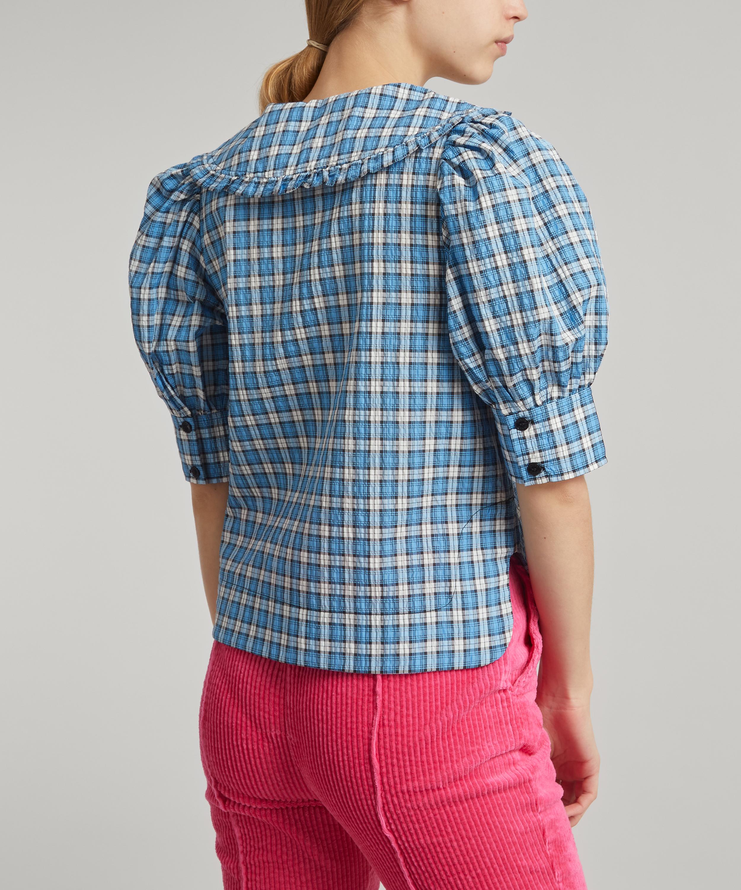 Ganni - Seersucker V-Neck Blouse image number 3